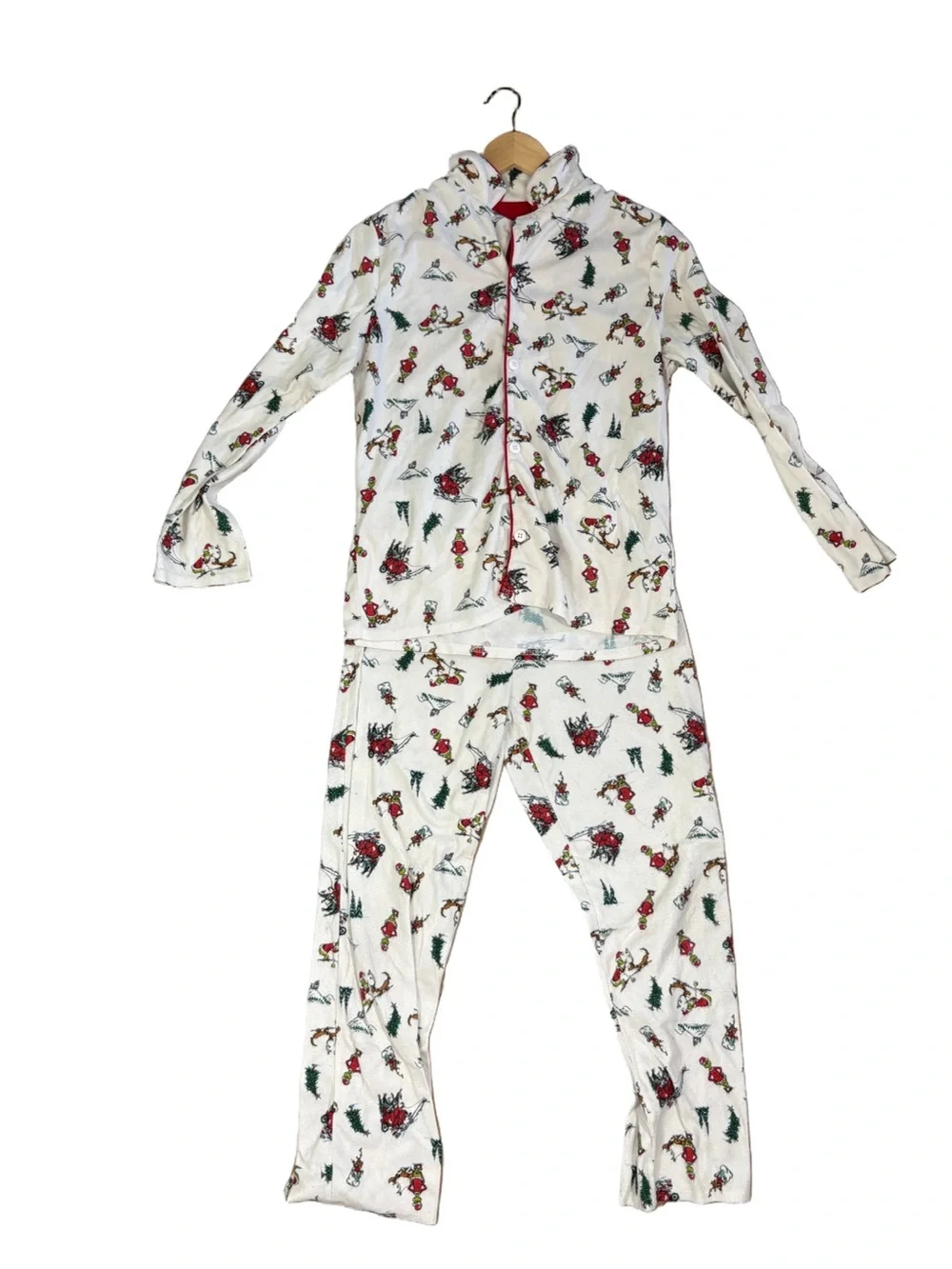 Dr Seuss The Grinch Christmas Pajama Set Womens Holiday Button Up PJs